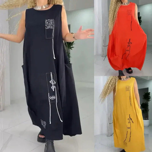 💥Limiettijd 49% KORTING💃Casual mouwloze maxi-jurk voor dames met een grotere maat🌸